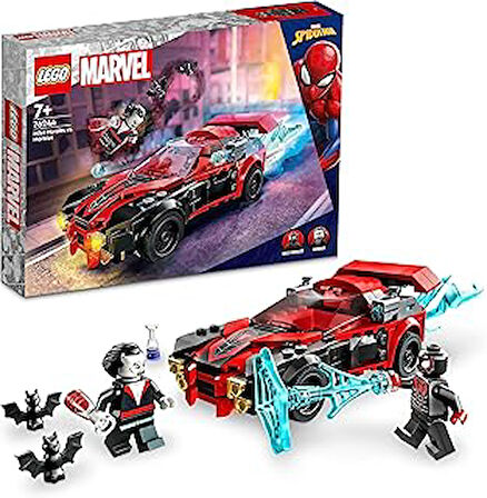 LEGO® Miles Morales Morbius’a Karşı 76244-7 Yaş ve Üzeri için Minifigür ve Araba İçeren Örümcek Adamlı Oyuncak Yapım Seti