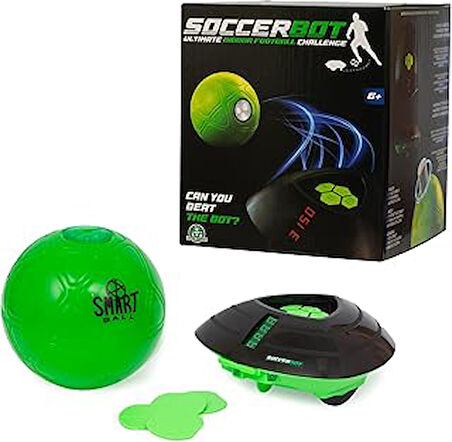 SMARTBALL Smart Ball Soccer Bot - İç Mekan Futbol Robotu Antrenörü, Tekli ve Çoklu Oyuncu Modu, 3 Yaş ve Üzeri Çocuklar için, MR100, Siyah, Orta Boy