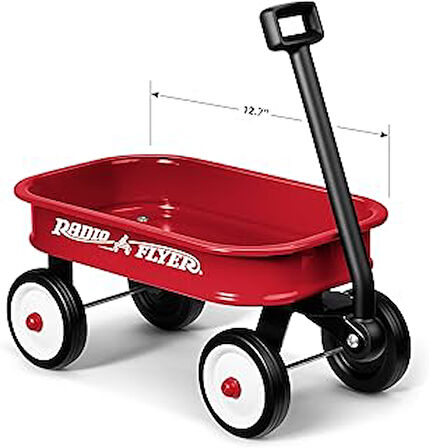 Radio Flyer Küçük Kırmızı Oyuncak Vagon, sergileme için küçük oyuncak arabası, 36 cm uzunluğunda