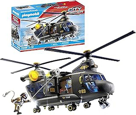 Playmobil City Action 71149 Swat Kurtarma Helikopteri, Işık ve Ses Modüllü Detaylı Swat Kurtarma Helikopteri, 5 Yaşından Büyük Çocuklar İçin Oyuncak