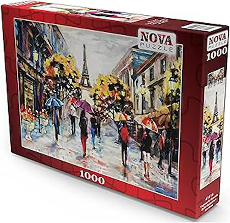 Nova Puzzle 1000 Parça Yağmurlu Havada Eyfel Sokakları Puzzle - Yağlıboya