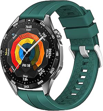 Rongep Yumuşak Silikonlu 22mm Kordon Huawei ile Uyumlu Watch GT5/GT5 Pro/GT4/Watch 4 Pro/GT3/GT3 Pro/GT2/GT2 Pro 46mm İçin Yüzeyi Şerit Görünümlü Esnek ve Dayanıklı Kayış