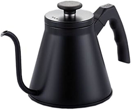 Barista Kahve Gooseneck Kettle - Çelik Kahve Demleme Dripper Kettle - İndüksiyonlu - Paslanmaz Çelik - Siyah, Slim - 1200 ml