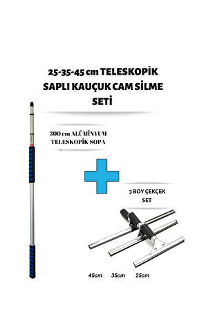 Cam Silme Seti 3 Boy Çekçek 3 Metre Alüminyum Teleskopik Sap Sopa Pratik Kullanışlı Pencere Yıkama