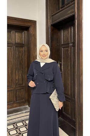 Beli Büzgülü Ceket ve Etek Takım
