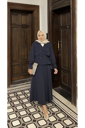 Beli Büzgülü Ceket ve Etek Takım