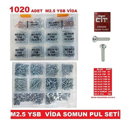 M2.5 Vida-Somun-Pul Seti Ysb 1020 Parça