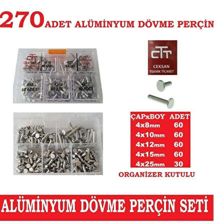 Alüminyum Dövme-Ezme Perçin Seti 270 Adet