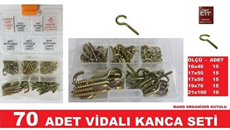 Piton Vidalı Kanca Seti 70 Adet 