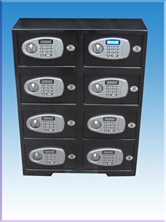 8 GÖZLÜ LCD EKRANDA İŞLEMLERİ GÖSTEREN ELEKTRONİK ŞİFRELİ VE AC