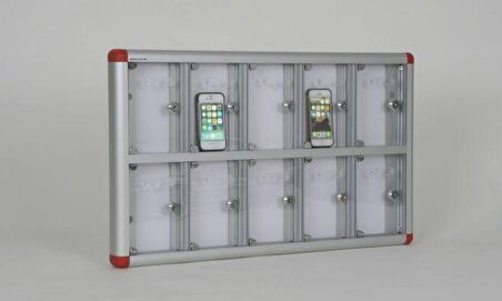 10 GÖZLÜ ALÜMİNYUM CEP TELEFONU DOLABI 5 X 72 4 X 42 6 h/cm 1