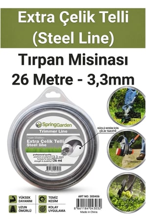 3.30 mm / Extra Çelik Telli BAHÇE ÇİM OT TIRPAN MİSİNASI
