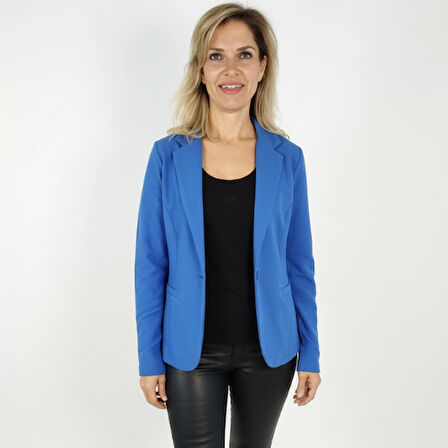 Mavi Tek Düğmeli Blazer Ceket