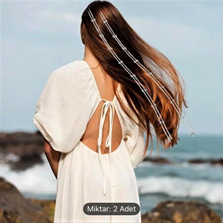 Gümüş Zincir Saç Tokası 2 Adet