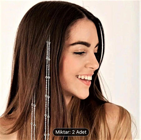Gümüş Zincir Saç Tokası 2 Adet