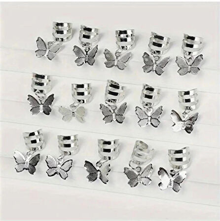 10 Adet Gümüş Kelebek Saç Aksesuarı 