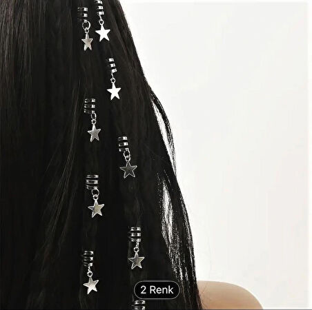 CemY Yıldız Gümüş Saç Aksesuarı 10 Adet