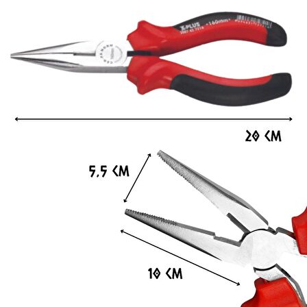 Cer-Pa Norm X-Plus Düz Kargaburun Uzun Pense 200 mm.