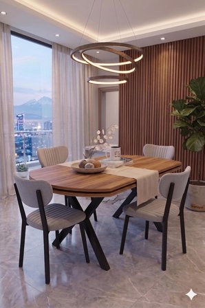 Nova Serisi Modern Yemek Masası Takımı - 4 Kişilik Salon & Mutfak Seti - Renk Seçenekli