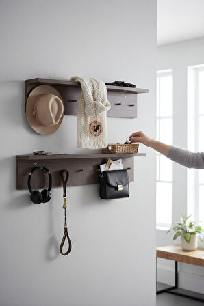 Ahşap Askılık Raflı 70x14 ve 50x14 | Mutfak, Antre, Banyo, Ofis, Mağaza, Çocuk ve Yatak Odası