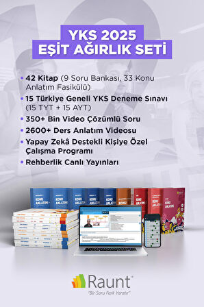 YKS 2025 Eşit Ağırlık (42 Kitap, Dijital) Yapay Zekalı, Üniversiteye Hazırlık Seti