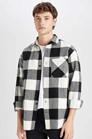 DeFacto Regular Fit Kareli Oduncu Uzun Kollu Gömlek D3298AX24WNBK81