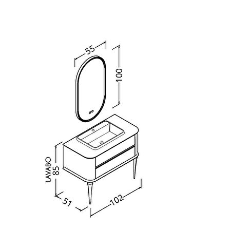 PIER 100 CM BEYAZ LAVABOLU BANYO DOLABI VİZON / KAYIN 