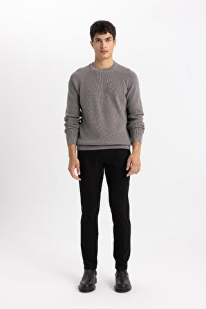 DeFacto Standart Fit Normal Kesim Bisiklet Yaka Basic Düz Triko Kazak A8458AX24SPGR308