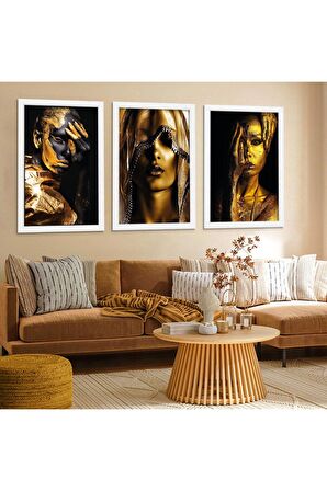 GOLD AYNALI PLEKSİ ÇERÇEVELİ YEŞİL VE ALTIN RENKLİ MODERN YAPRAKLAR TABLOSU