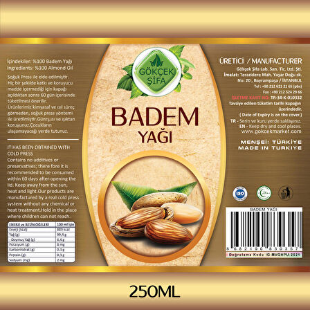 Badem Yağı (ALMOND OİL) 250 Ml.