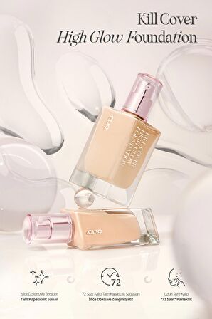 Kalıcı Kapatıcılık ve Yoğun Işıltı Sunan Fondöten Clio Kill Cover High-Glow Foundation (3 Linen)
