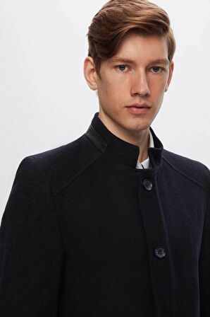 Ds Damat Regular Fit Lacivert Dik Yaka Kaşe Kaban 1HCK78ORT5033