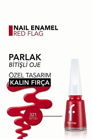 Flormar Klasik Parlak Bitişli Yüksek Pigmentli Oje - Nail Enamel- 321 Red Flag New- 8682536035903