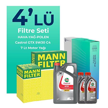 MANN Nissan Navara 2.5 Dizel Filtre Bakım Seti Castrol Motor Yağlı (2006-2015) 4 Lü