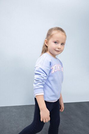 DeFacto Kız Bebek Bisiklet Yaka Baskılı İçi Yumuşak Tüylü Sweatshirt D7871A525SPBE551