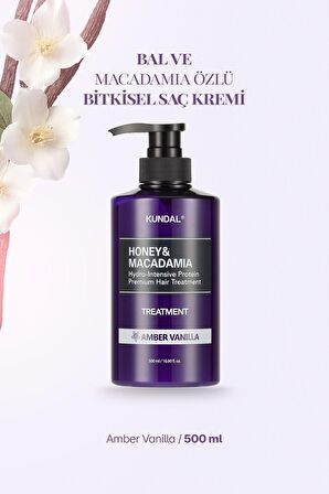 Protein Destekli Besleyici Saç Kremi Kundal Honey&Macadamia Protein Treatment 500ml (Amber Vanilla)