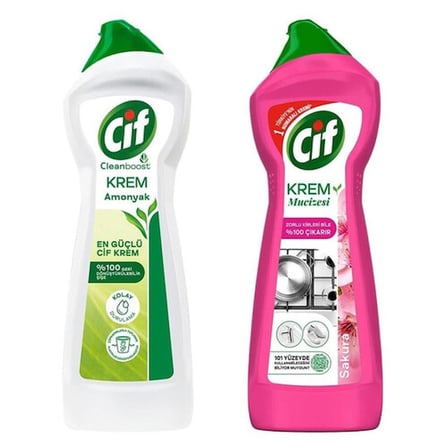 ŞeyliŞeyler - Cif Krem Amonyaklı 750 ml + Krem Mucizesi Sakura 750 ml İkili Avantaj Seti