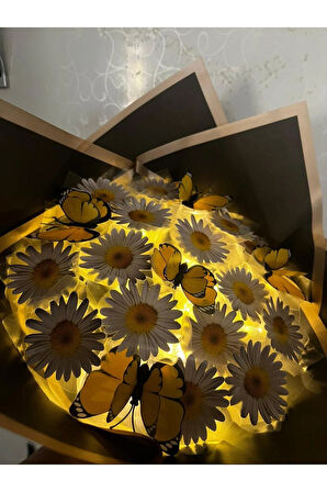 kelebekli papatya buketi