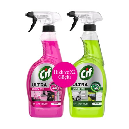 ŞeyliŞeyler - Cif Ultra Anında Etki Kir & Yağ Sökücü Sprey 750 ml 2'li Avantaj Paketi
