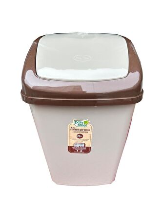 Polytime Klink Sallanır Kapak Ofis Banyo Mutfak Bahçe Çöp Kutusu Kovası / 20 Litre / Krem / 47x30x23 Cm.