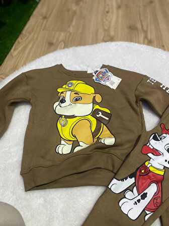 Paw Patrol Sırt Baskılı Erkek Çocuk Eşofman Takımı Şardonlu Kumaş