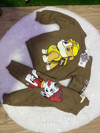 Paw Patrol Sırt Baskılı Erkek Çocuk Eşofman Takımı Şardonlu Kumaş