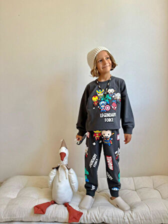 Cg Kids Marvel Figür Baskılı Eşofman Takımı 2 Iplik Erkek Çocuk Alt Üst Takım