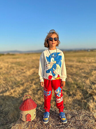 Cg Kids Sonic Baskılı 2 Iplik Erkek Çocuk Alt Üst Süper Tarz Takım