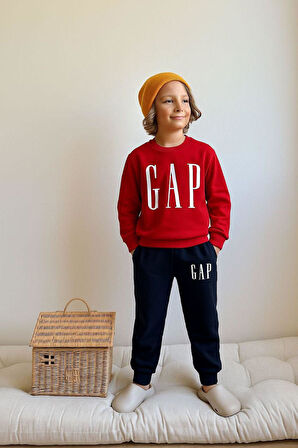 Cg Kids Kırmızı Siyah  Desenli 2 Ip Kumaş Erkek Çocuk Eşofman Takım Süper Kalite