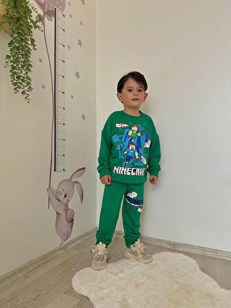 Cg Kids Minecraft Baskılı 3 Iplik Erkek Çocuk Alt Üst Süper Tarz Takım