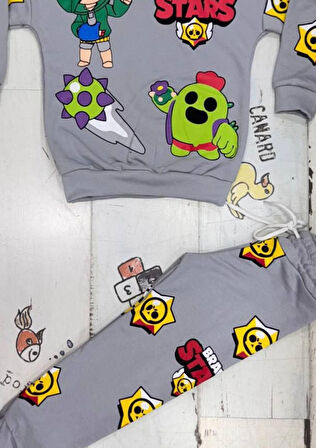 Cg Kids Brawl Stars 3 Iplik Kumaş Erkek Çocuk Alt Üst Takım Süper Kalite