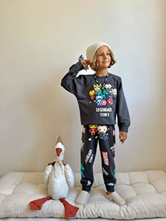 Cg Kids Marvel Figür Baskılı Eşofman Takımı 2 Iplik Erkek Çocuk Alt Üst Takım