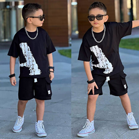Cg Kids Kargo Cepli Şort Basic A Baskı Erkek Çocuk Alt Üst Takım