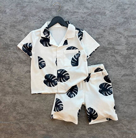 Cg Kids Yaprak Desenli Ince Lacoste Kumaş Erkek Çocuk Alt Üst Takım